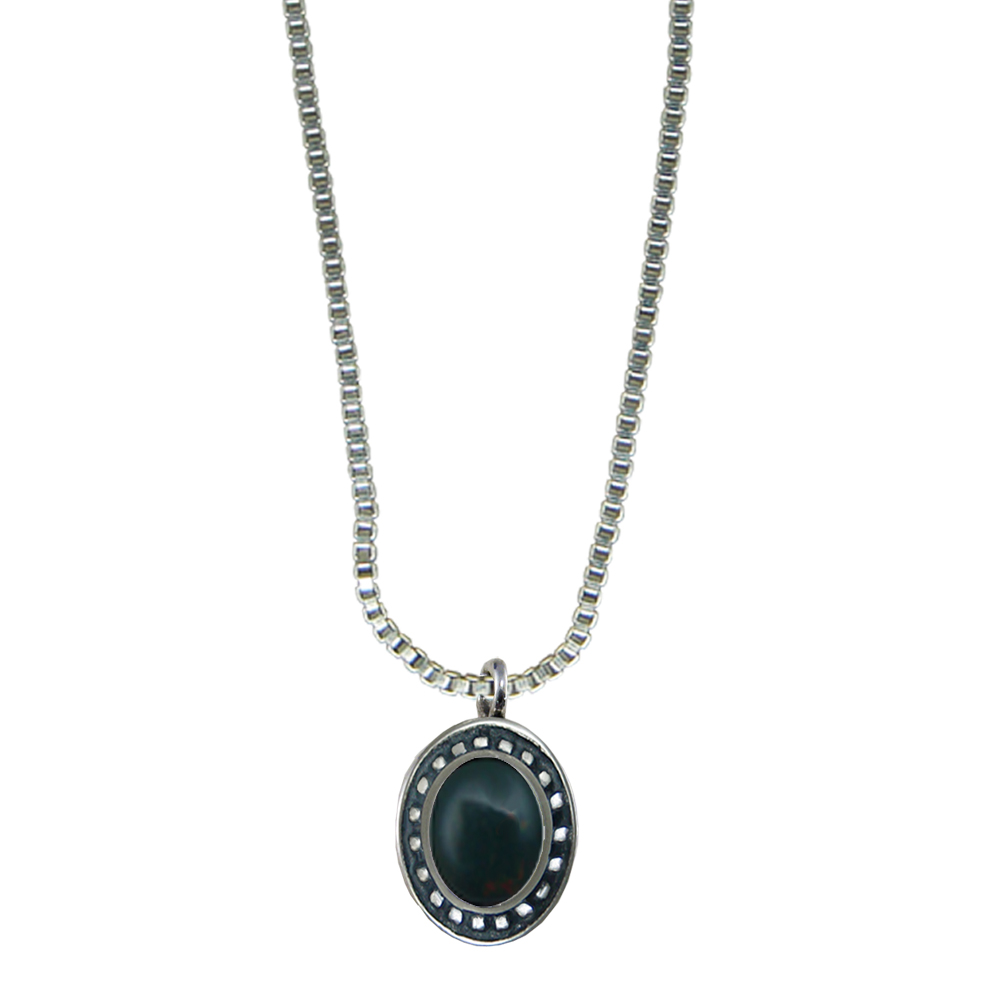 Sterling Silver Little Bloodstone Pendant Necklace